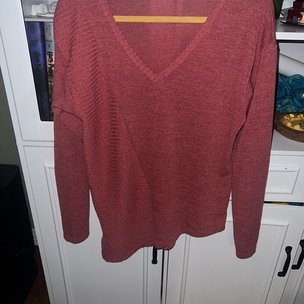 🔴Eesome Brick Red V-Neck Sweater for Women